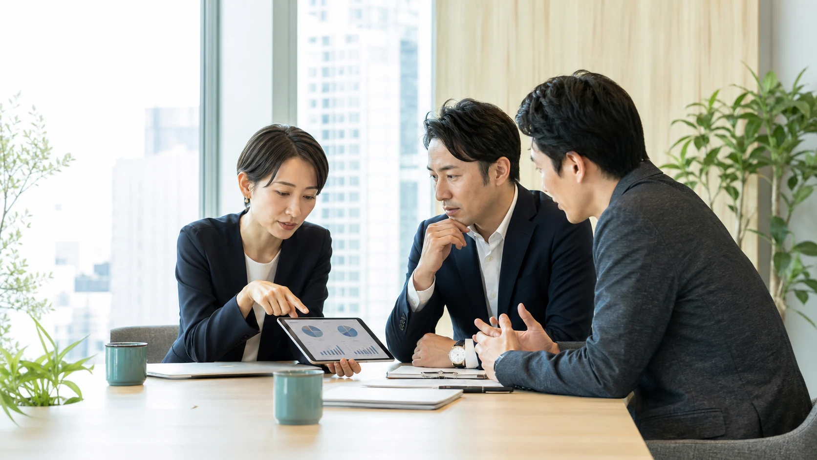 採用方針について話し合う企業担当者と採用支援担当者